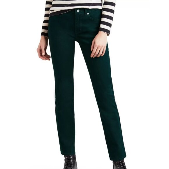 Levi's Classic Straight Corduroy Jeans Emerald Green Mid Rise Women's 8 M 29x30 - Picture 1 of 14